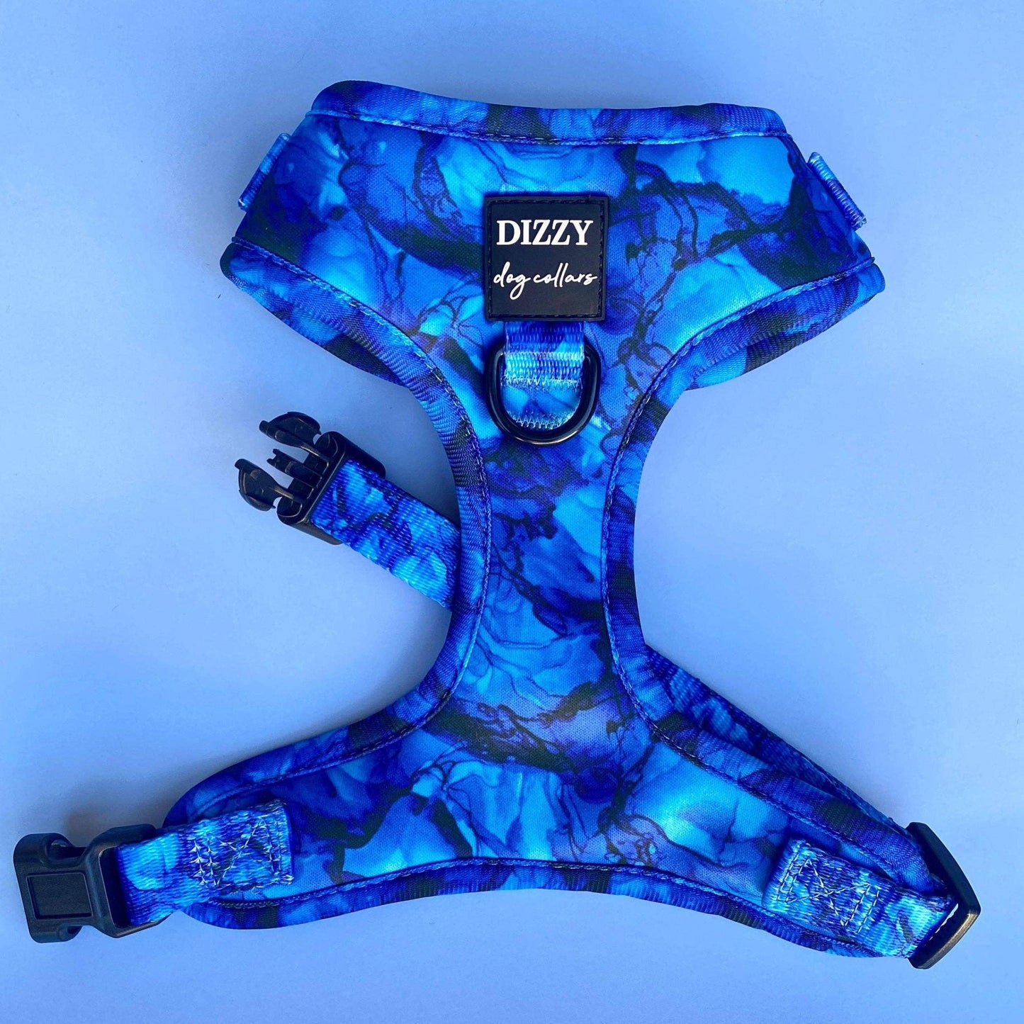 DOG HARNESS | Blue Marble | Neck Adjustable Dog Harness