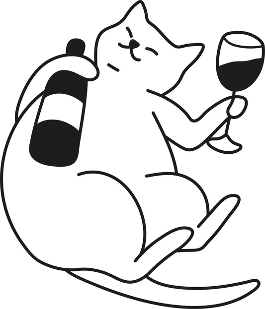 Wine Cat -Decal