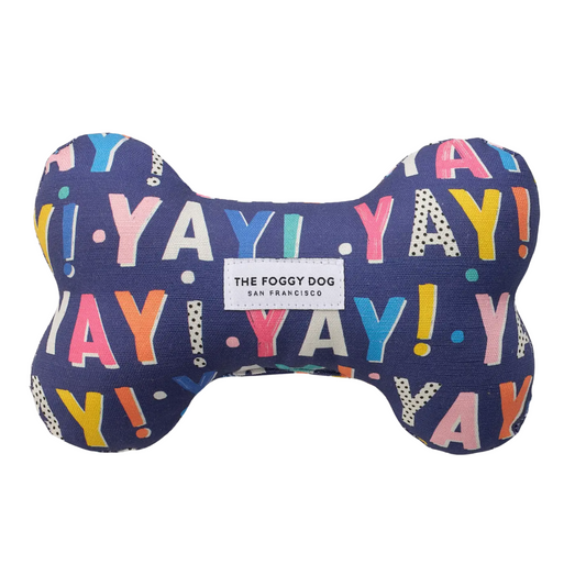 Yay Navy Dog Bone Squeaky Toy