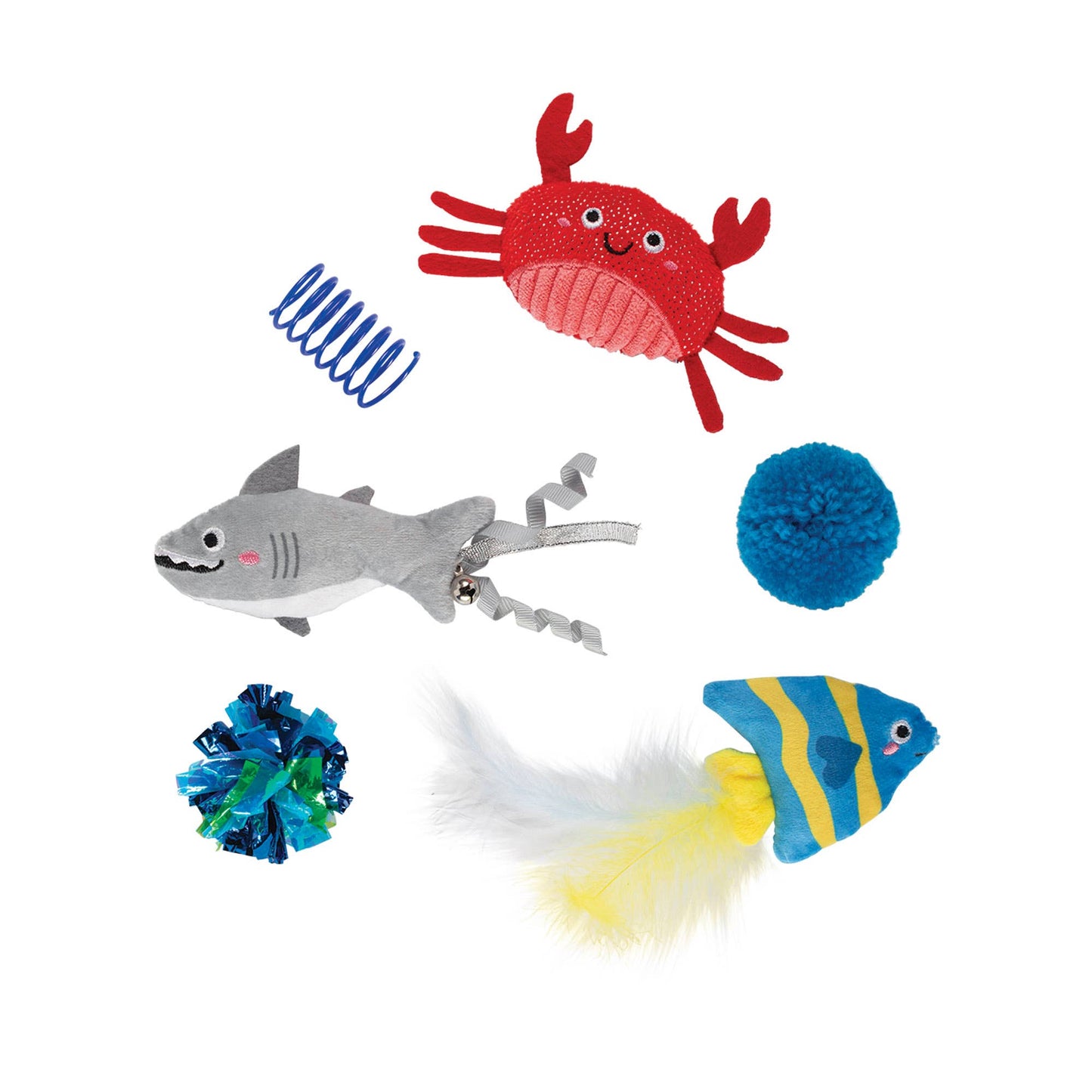 Water You Waiting For Cat Toy fish, crab, shark set of 6