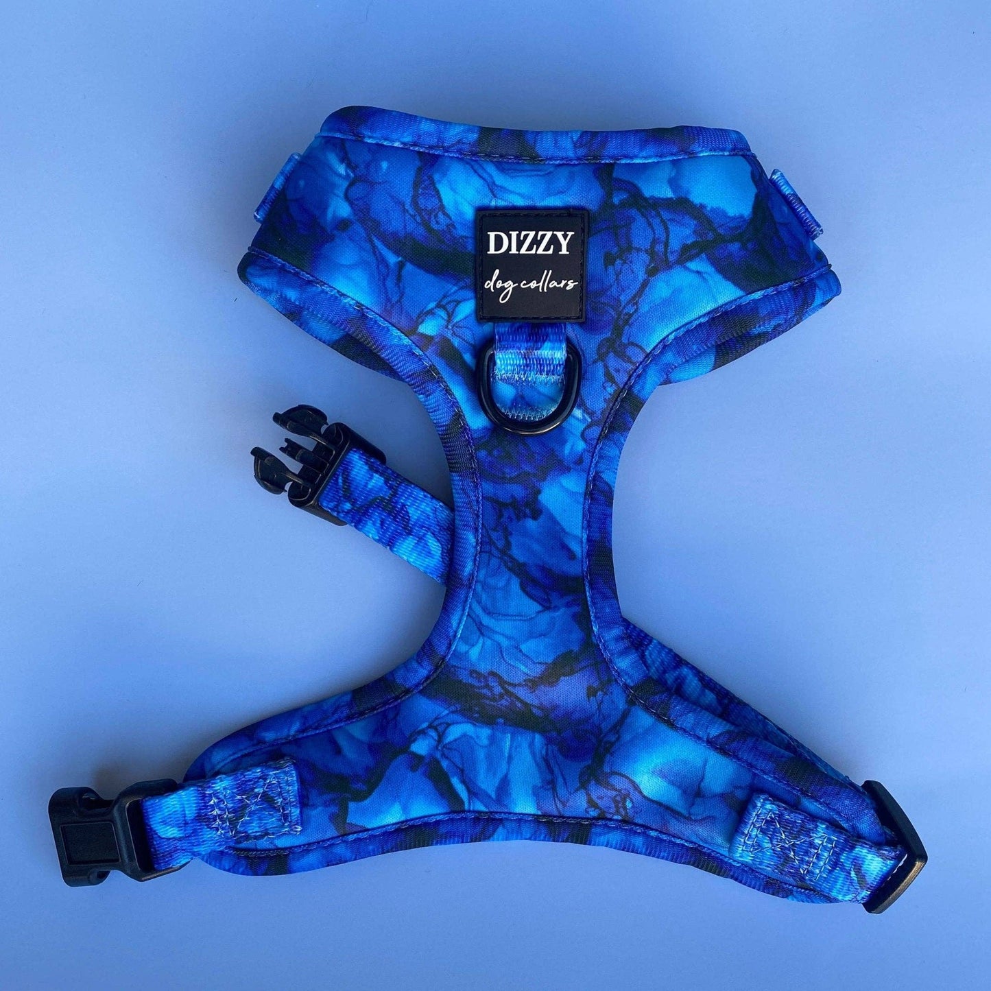 DOG HARNESS | Blue Marble | Neck Adjustable Dog Harness