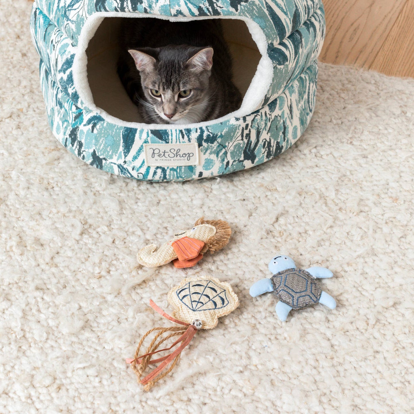 Vitamin Sea Buds Mini Cat Toy turtle, seahorse, shell set of 3