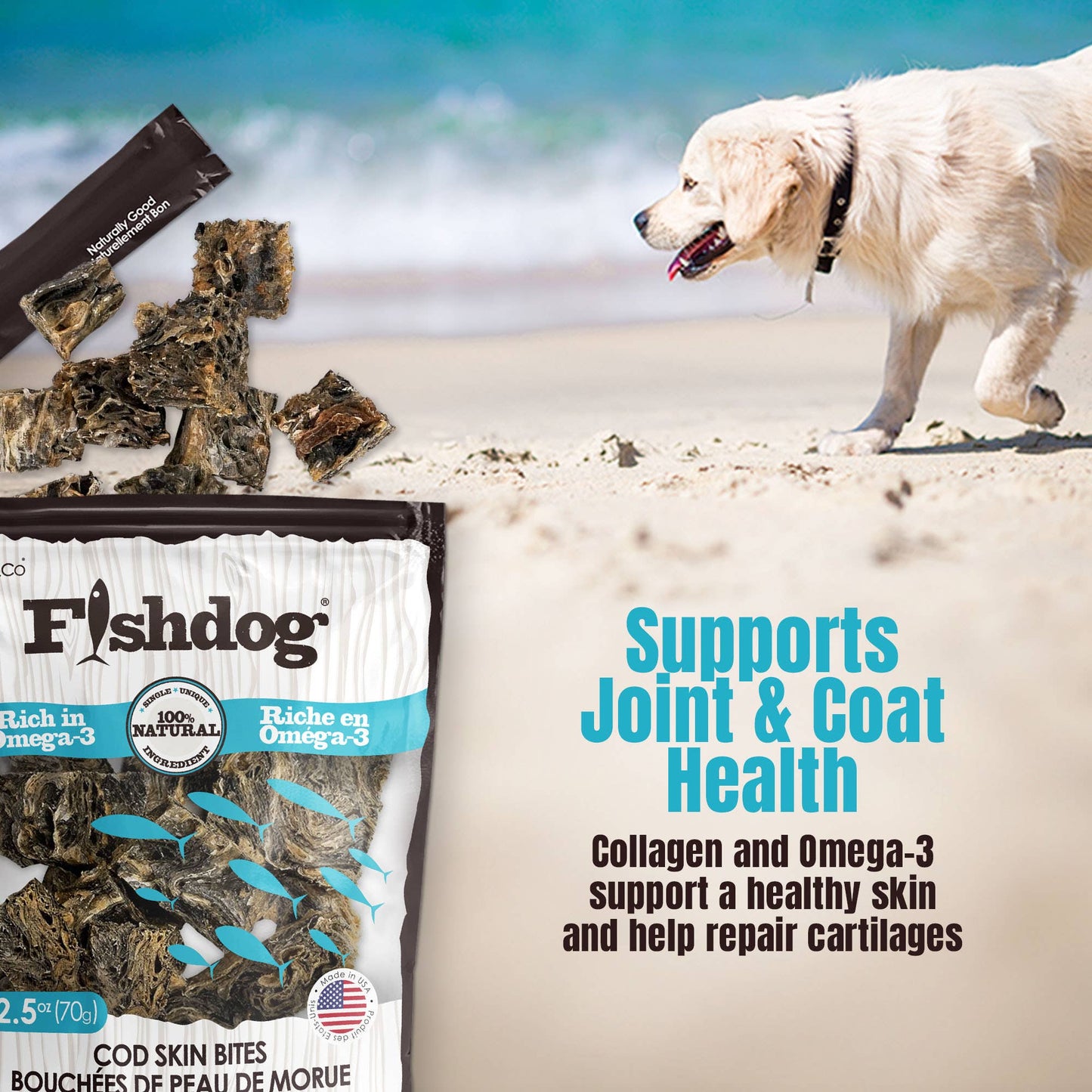Fishdog Cod Bites Cubes, 2.5 oz
