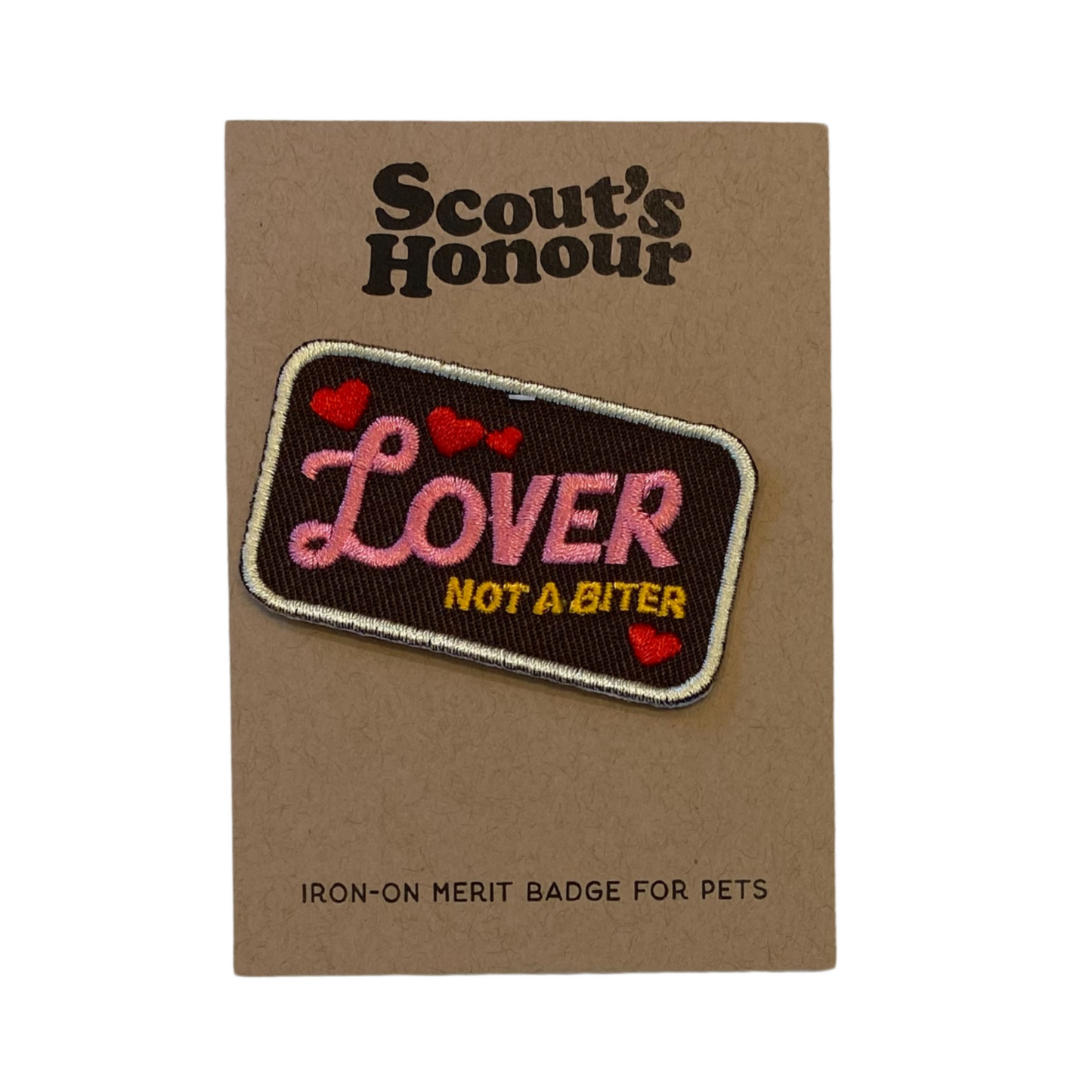 Lover Not A Biter Iron-On Merit Badge for Pets