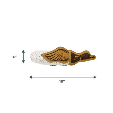 Natural Leather Quacker Rope Tug Dog Toy - 15" duck