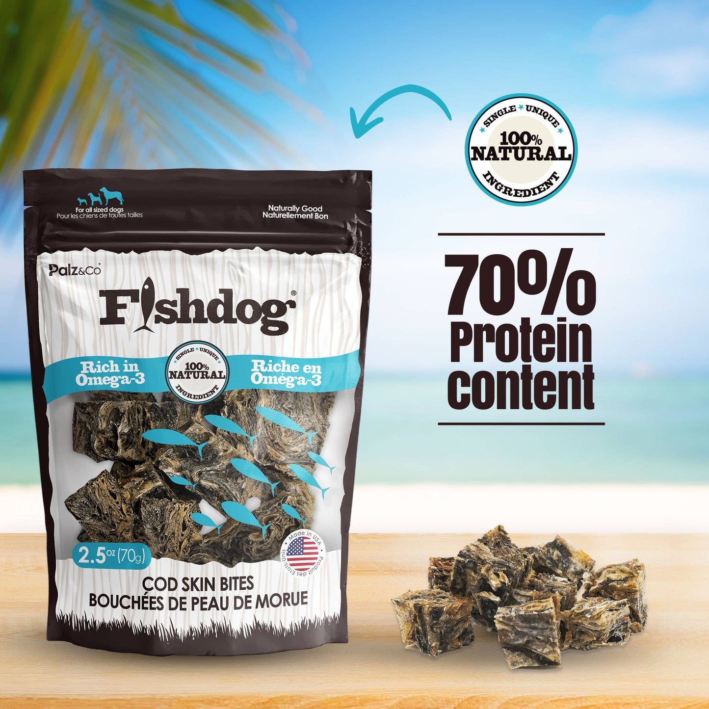 Fishdog Cod Bites Cubes, 2.5 oz