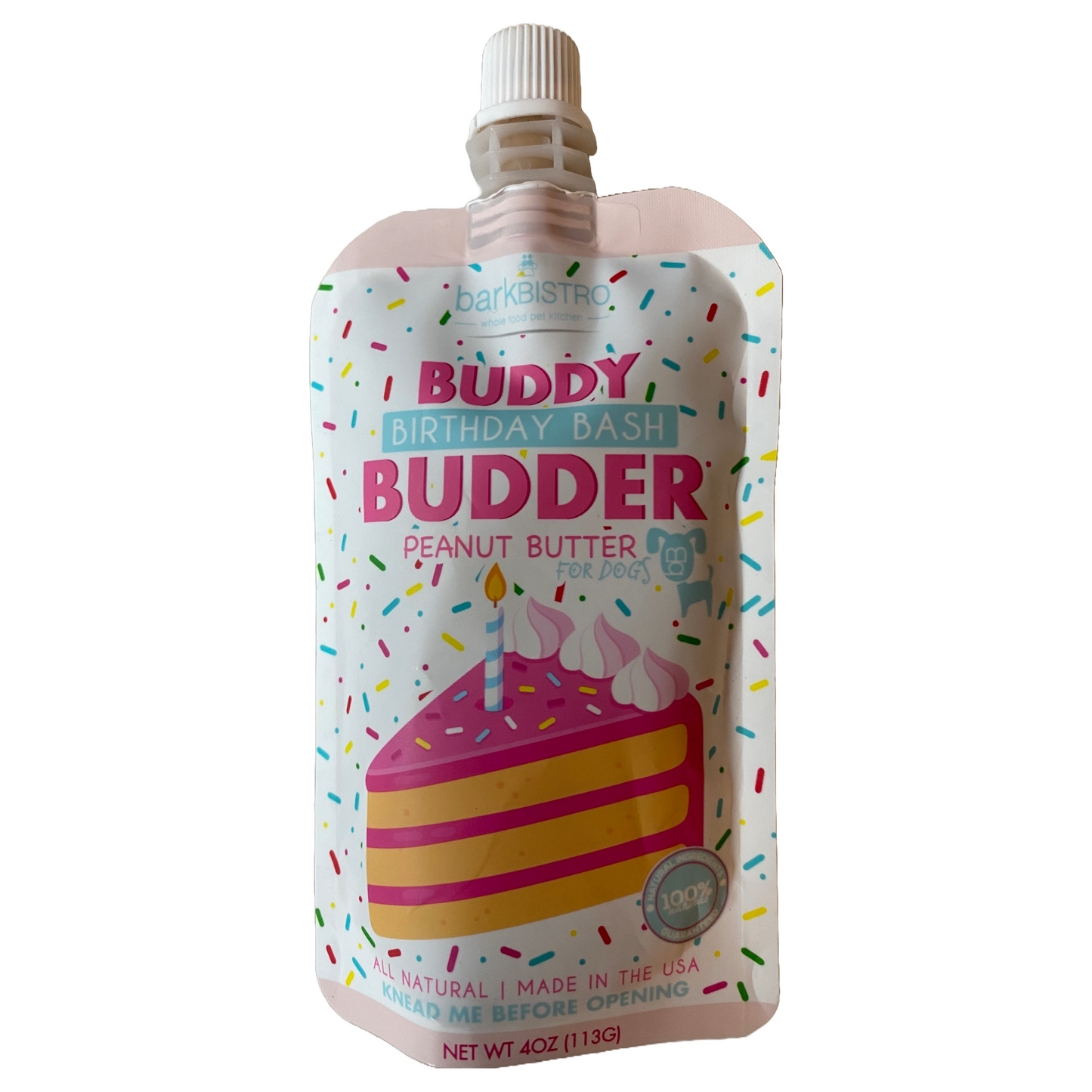 Buddy Budder - Birthday Bash Dog Peanut Butter 4 oz squeeze pouch