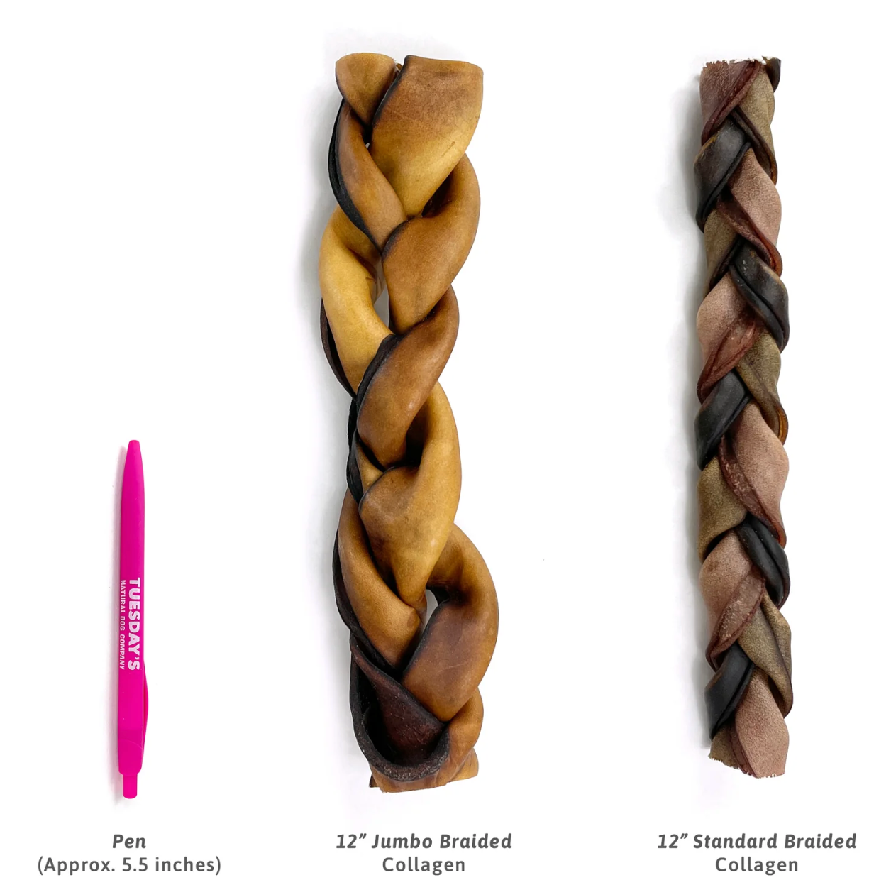 12" Standard Braided Collagen Sticks