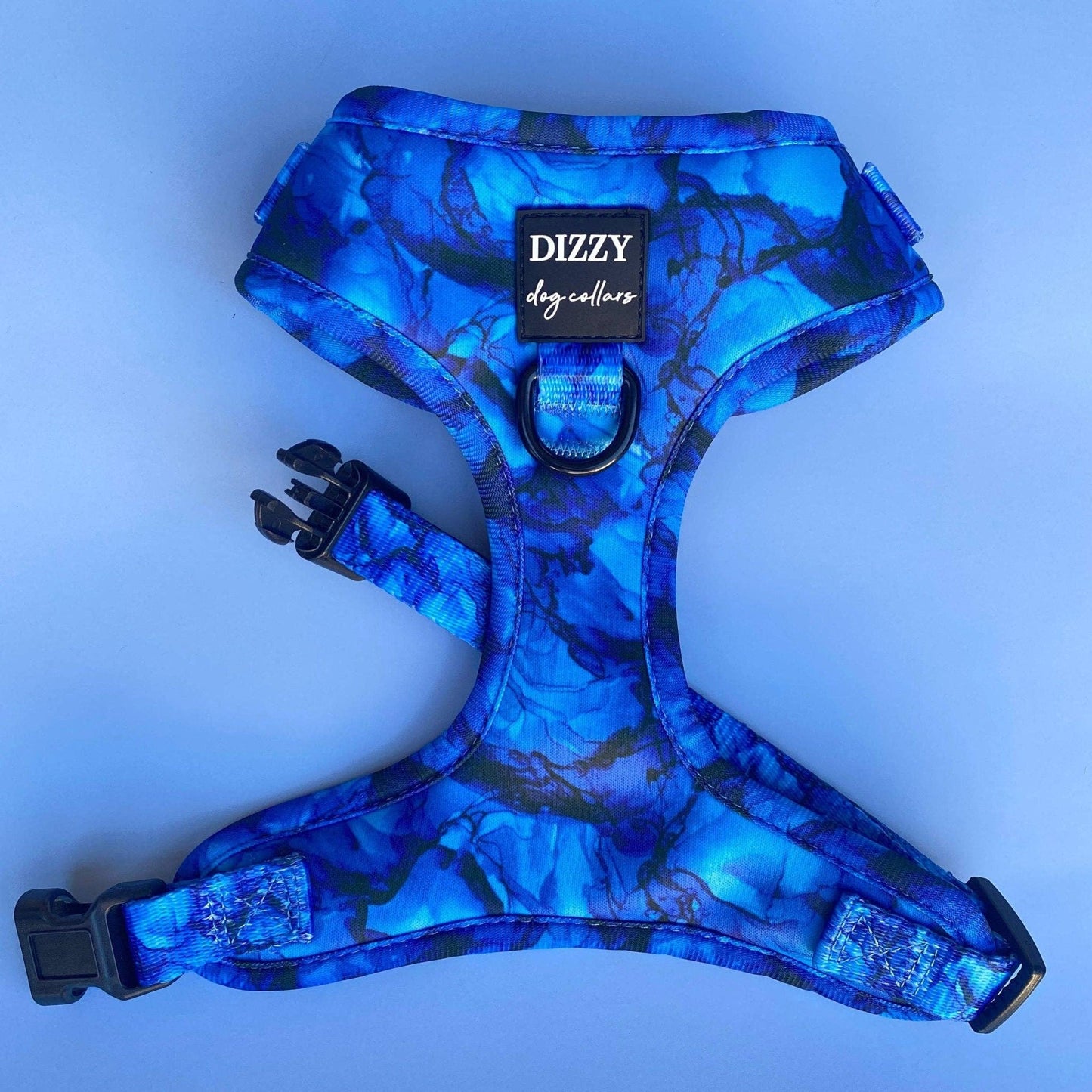 DOG HARNESS | Blue Marble | Neck Adjustable Dog Harness