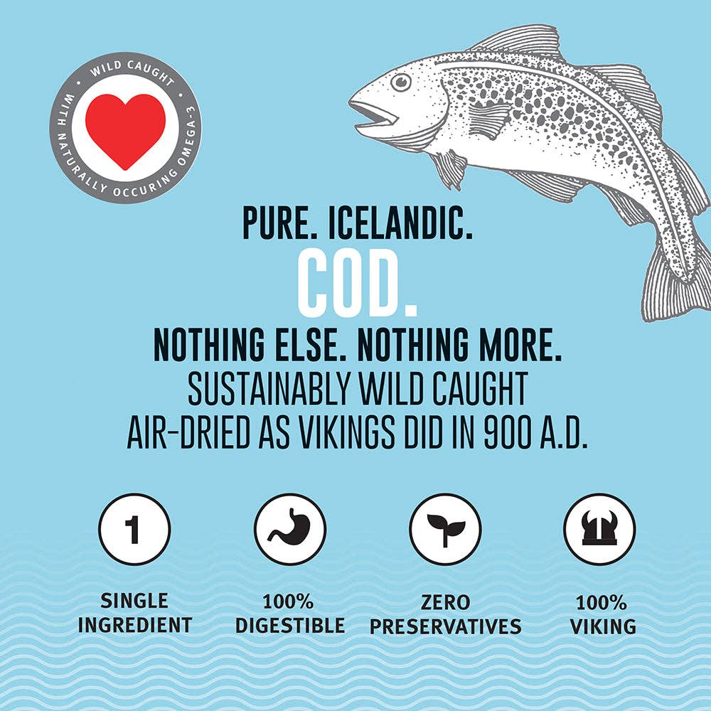 100% Wild-Caught Icelandic Cod Skin Chews
