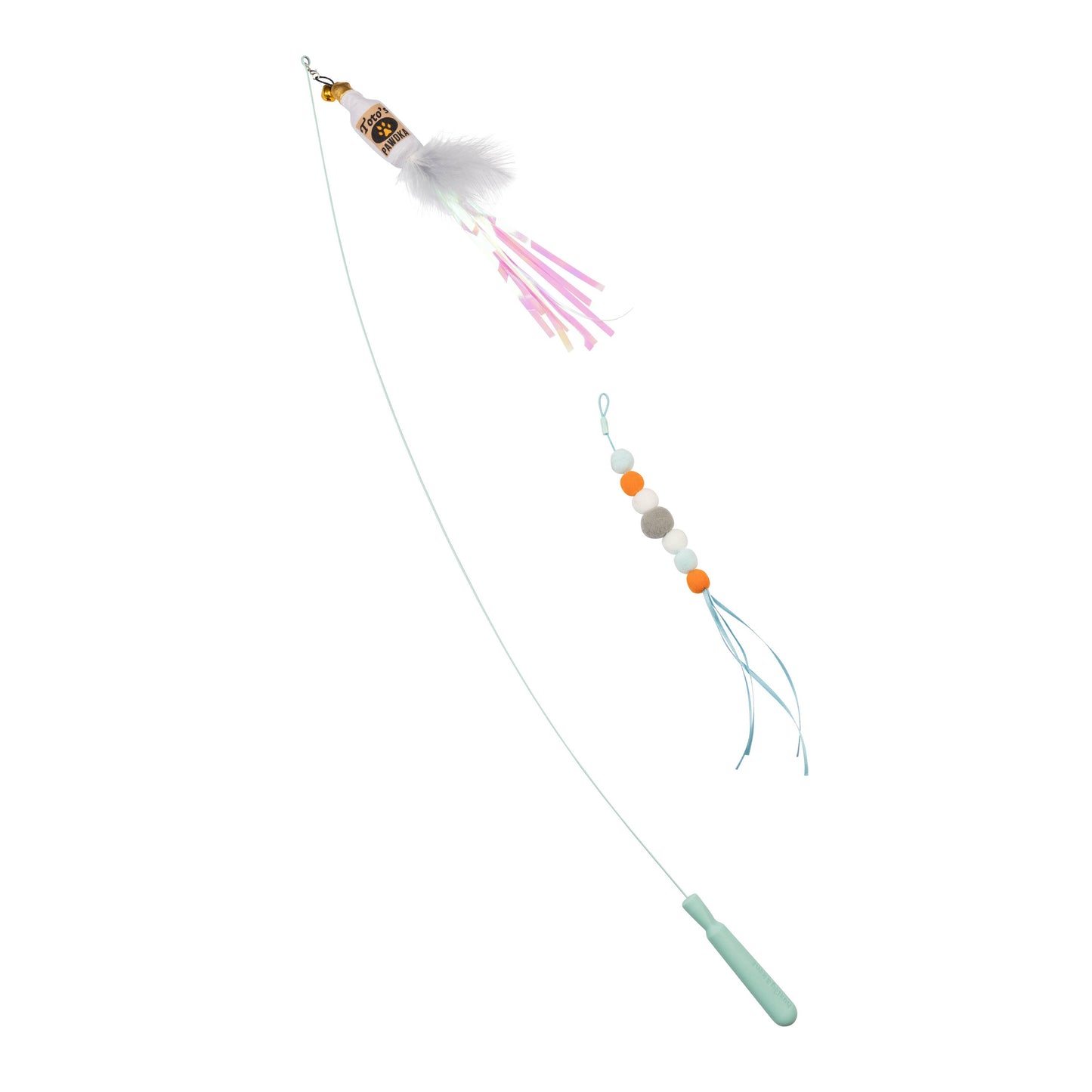 Wire Toto's & Pom Poms Wand 2pk Cat Toy