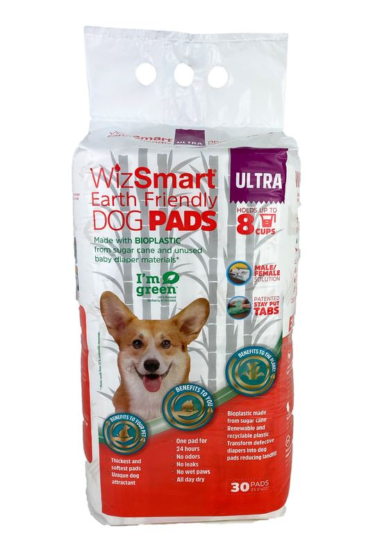 Earth Friendly Premium Ultra Dry Dog Pads by WizSmart, Medium, Count of 30