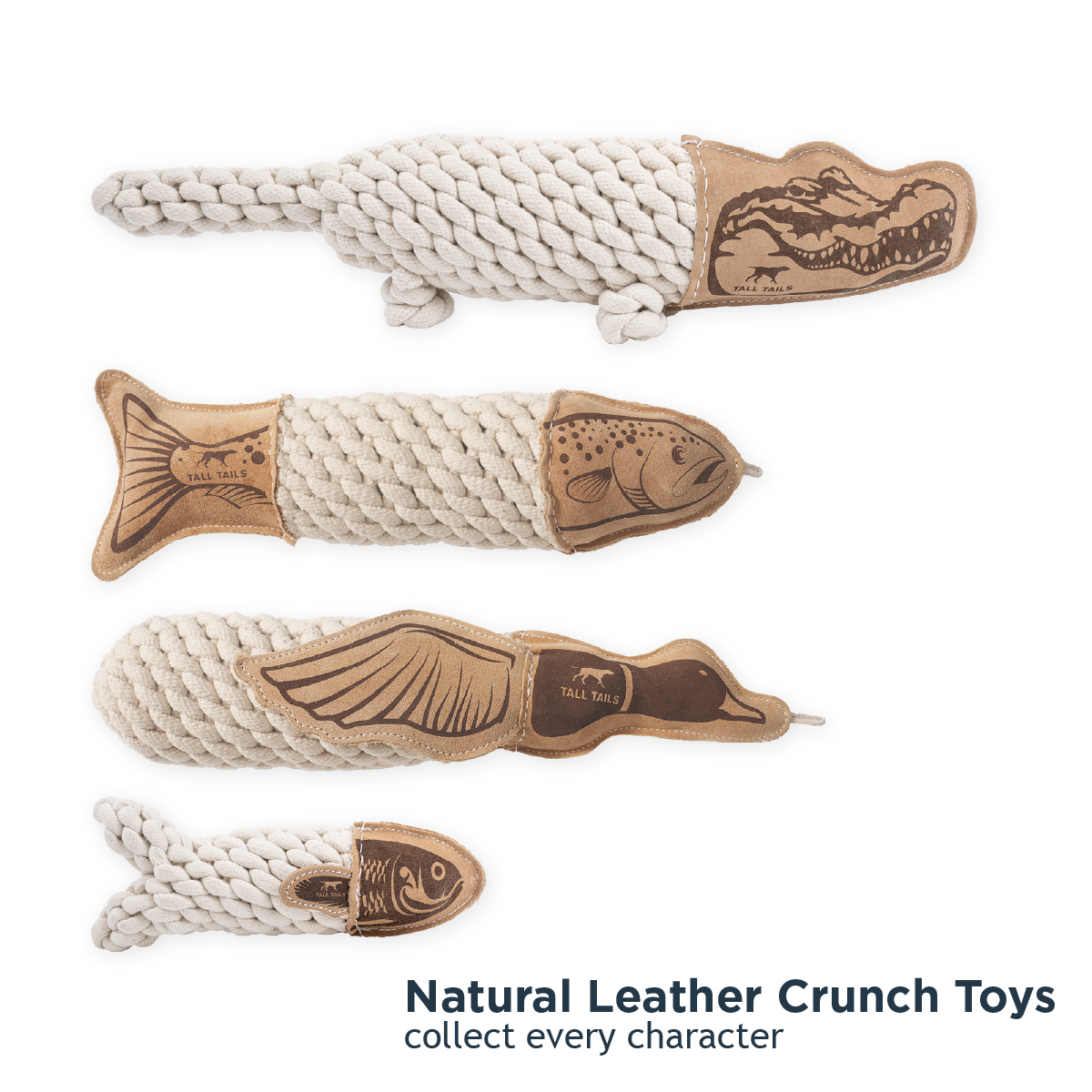 Natural Leather Crunch Crocodile Rope Dog Toy