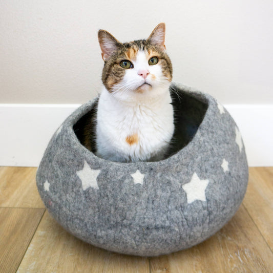 GREY Midnight Stars Eco Kitty Cave - Cat Cave