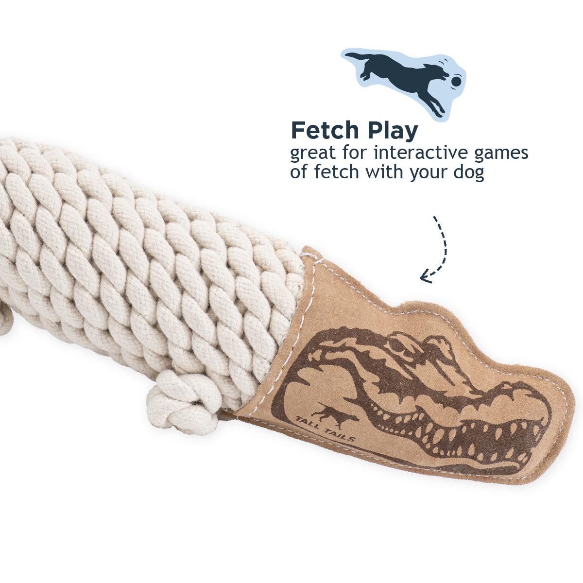 Natural Leather Crunch Crocodile Rope Dog Toy
