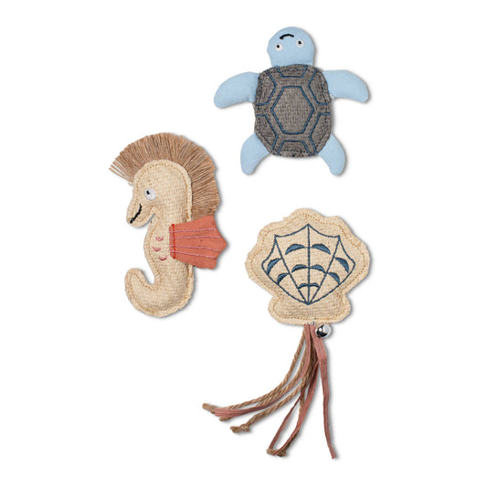 Vitamin Sea Buds Mini Cat Toy turtle, seahorse, shell set of 3