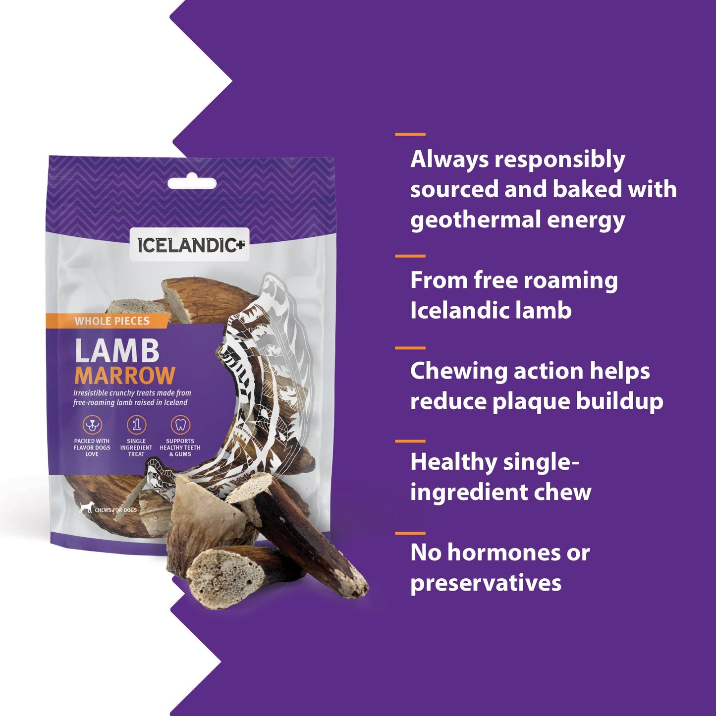 Lamb Marrow Whole Pieces Dog Treats