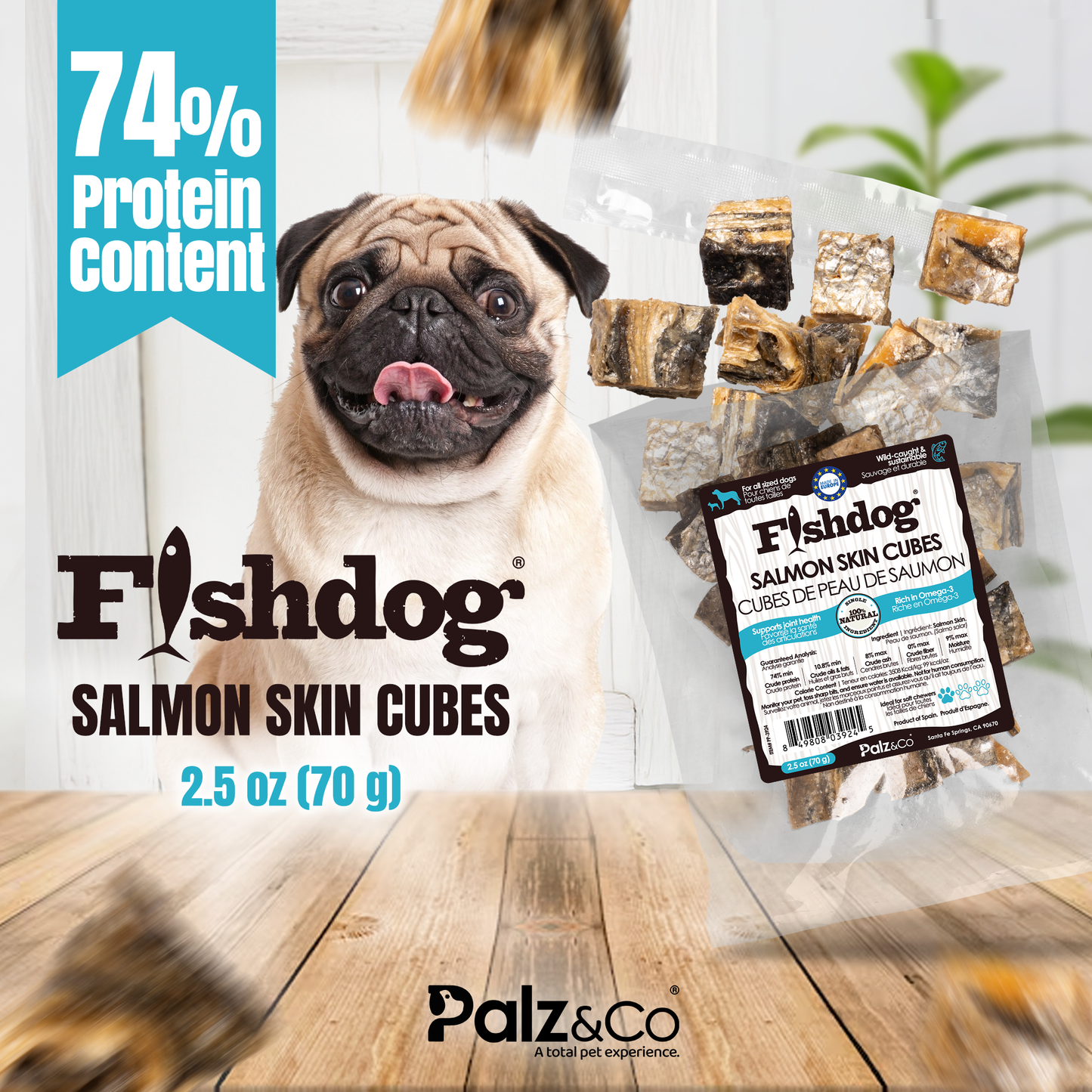 Fishdog Salmon Skin Cube - 2.5 oz (70g)