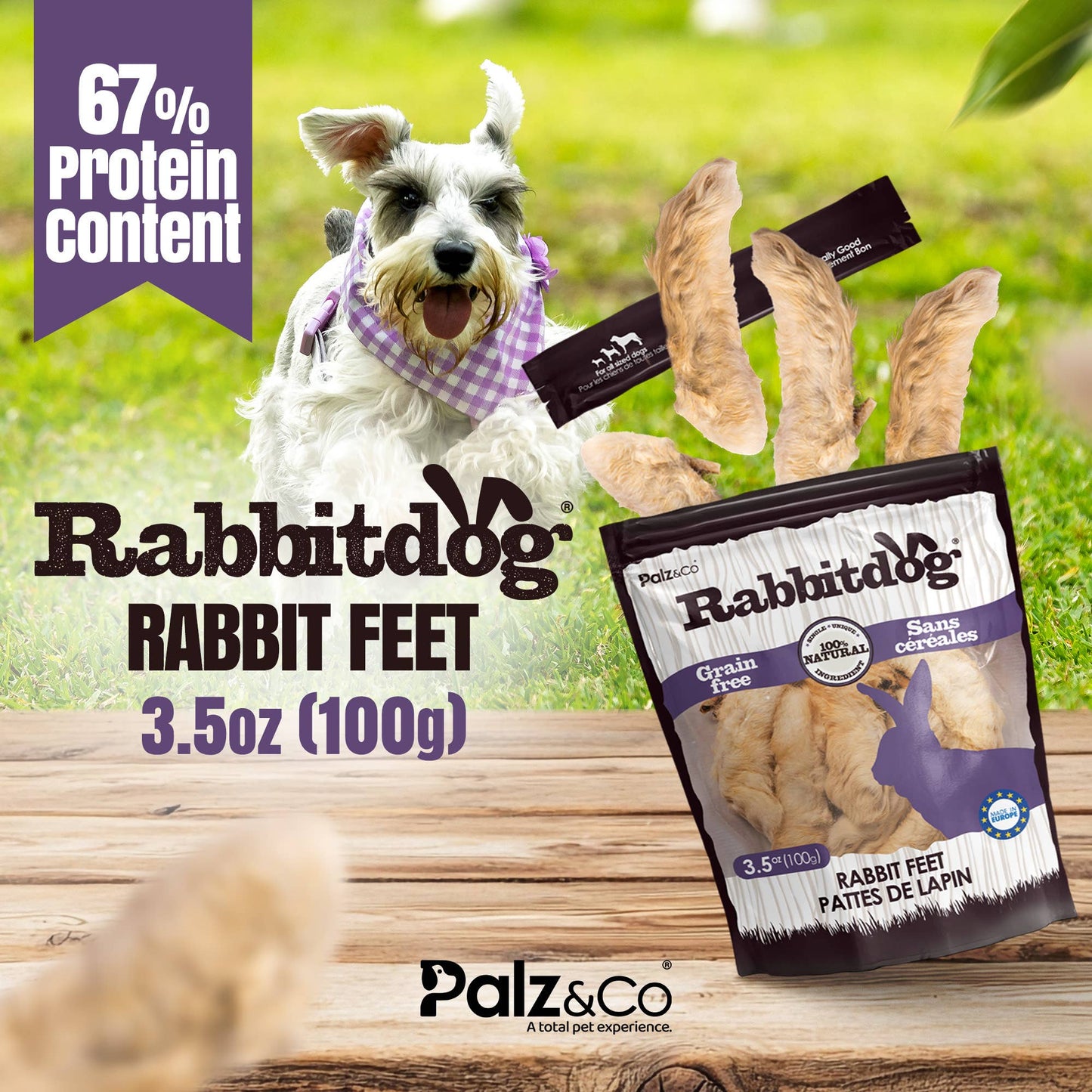 Rabbitdog Rabbit Feet with Fur - 100g