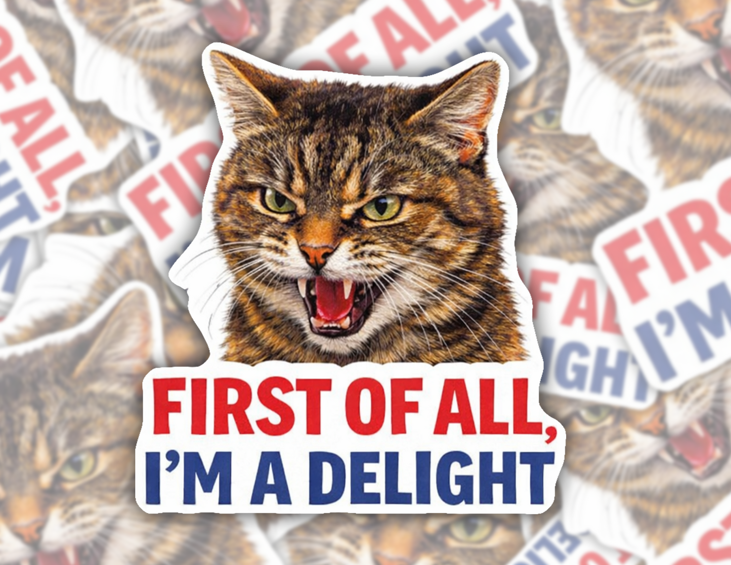 Funny Cat Attitude Sticker First Of All Im A Delight