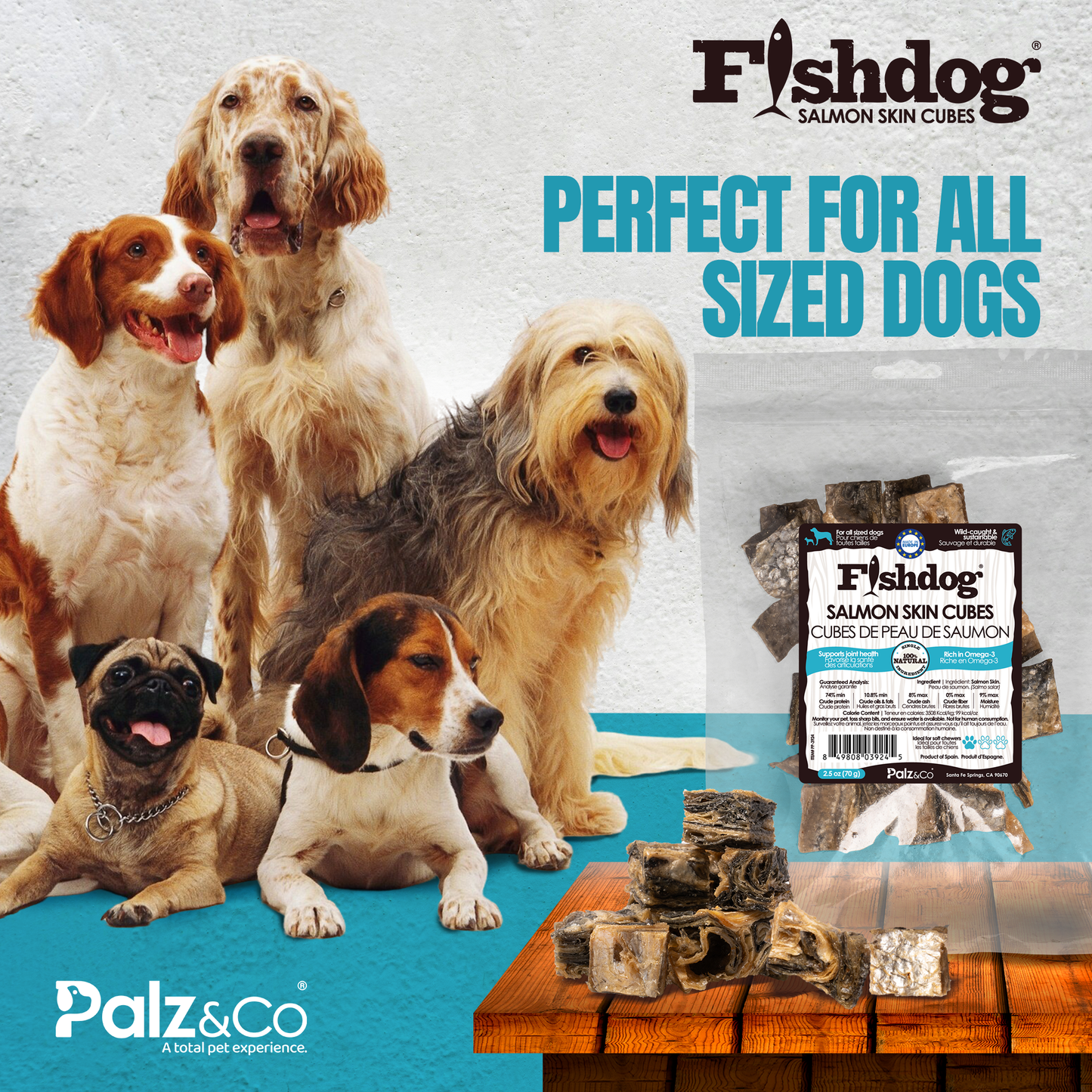 Fishdog Salmon Skin Cube - 2.5 oz (70g)