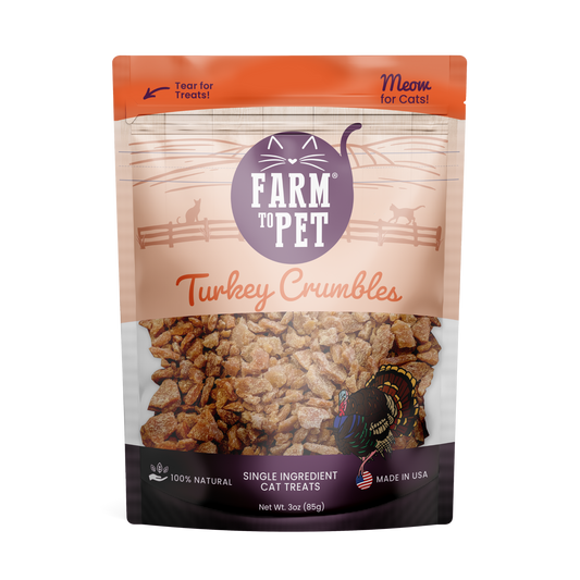 Farm to Pet Turkey Crumbles Grain-Free Cat Treats – 3 oz