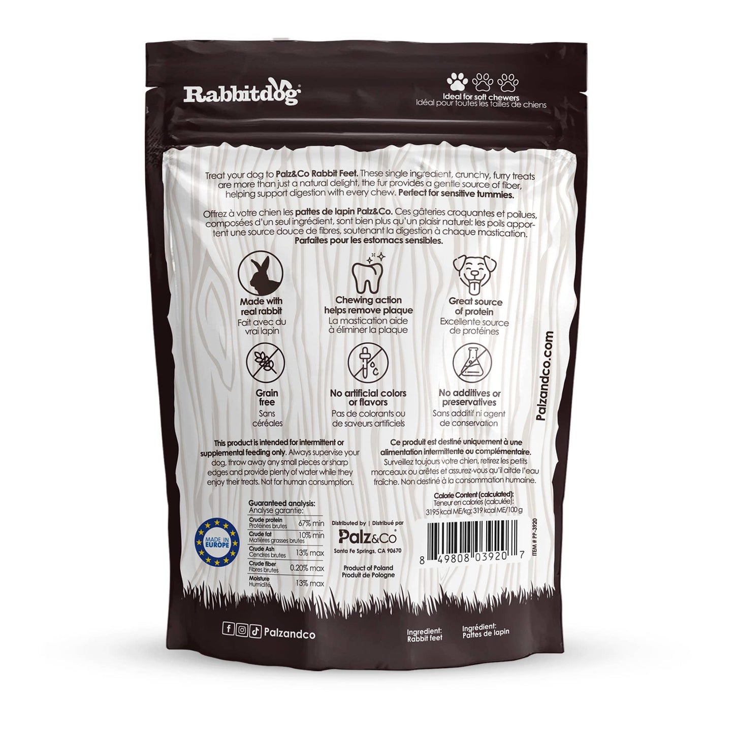 Rabbitdog Rabbit Feet with Fur - 100g
