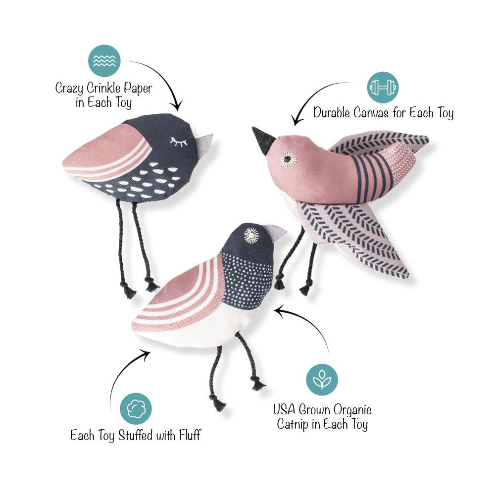 Under My Wings Cat Toy Bird set of 3