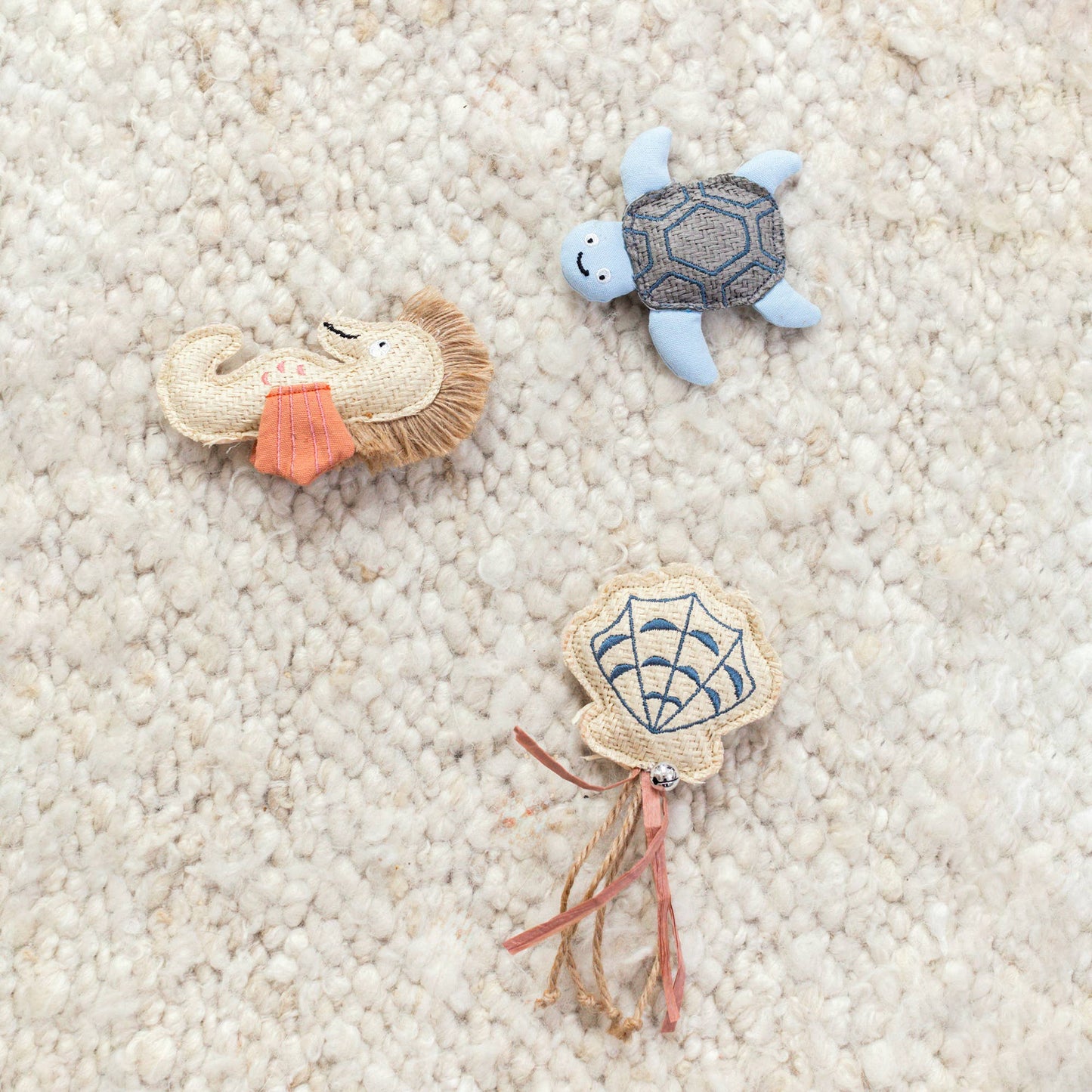 Vitamin Sea Buds Mini Cat Toy turtle, seahorse, shell set of 3