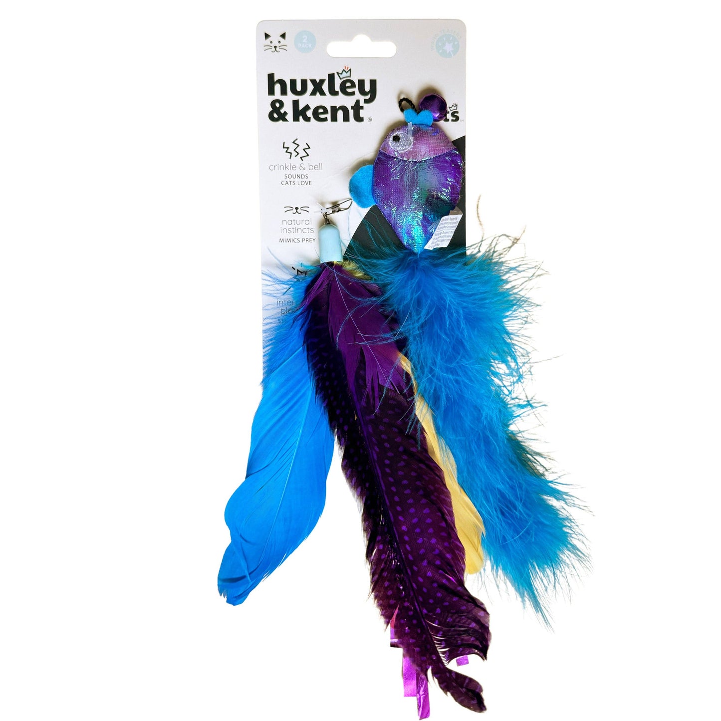 Purple Fishy Feather Teasers 2pk Refill Cat Toy