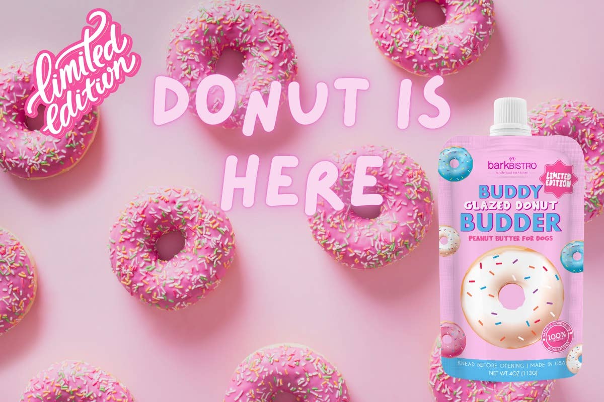Buddy Budder - Glazed Donut Dog Peanut Butter - 4 oz squeeze pouch