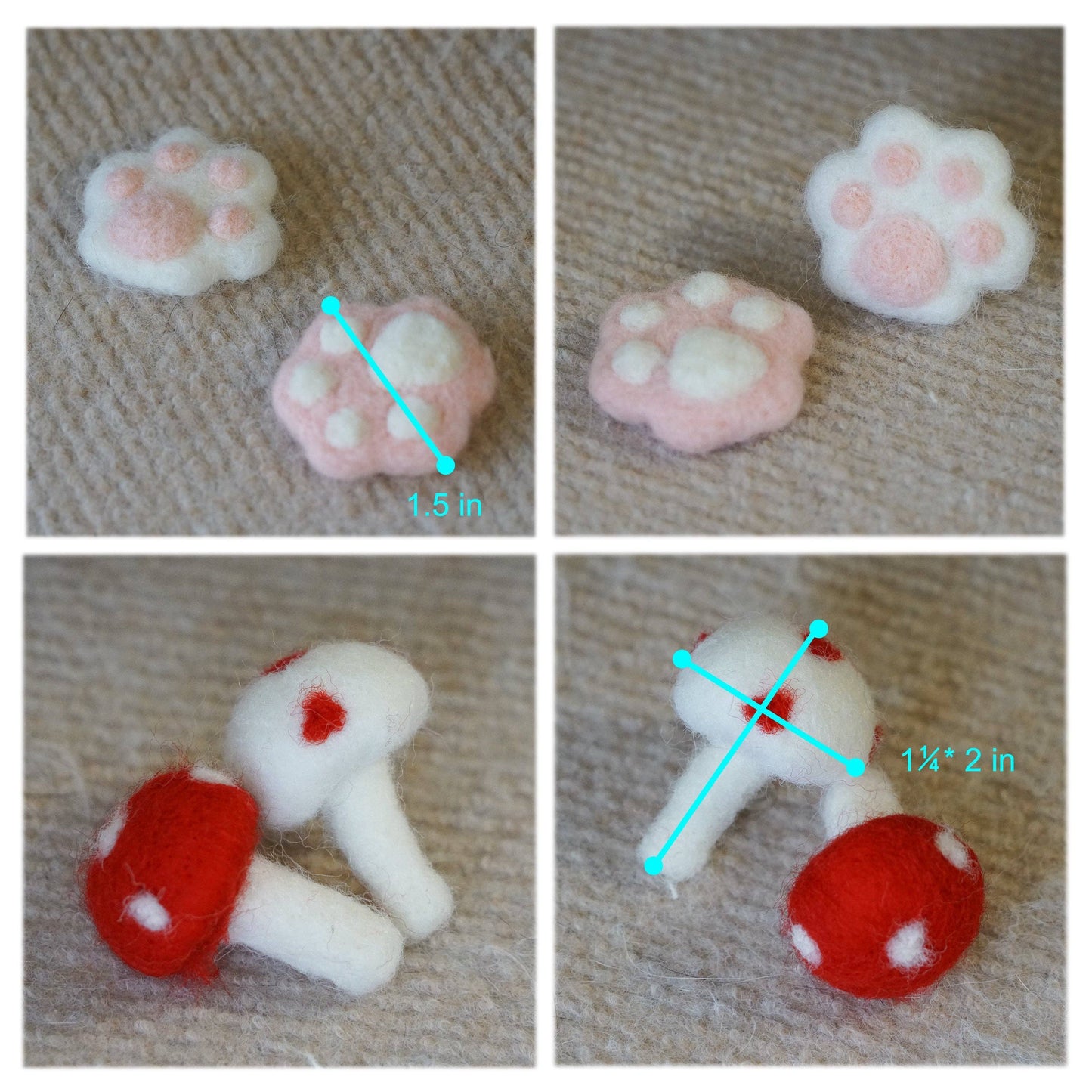 Handmade Wool Felt Cat Toy Set –Paws