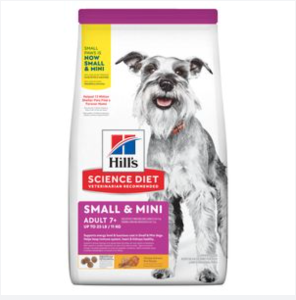 Hill's Science Diet Adult 7+ Dry Dog Food, Small & Mini Chicken & Brown Rice Recipe