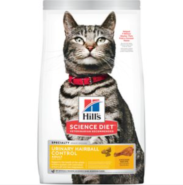 Hill's Science Diet Adult Urinary & Hairball Control Dry Cat Food, Chicken Recipe