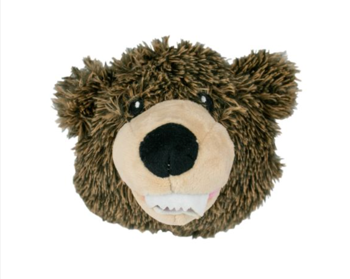 Grizzly Bear Head 2-in-1 Dog Toy