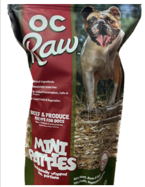 OC Raw Beef & Produce Frozen Dog Food