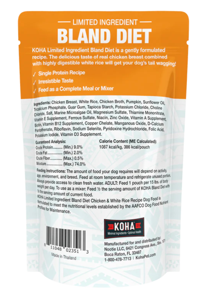 Koha Bland Dog Diet Chicken & Rice