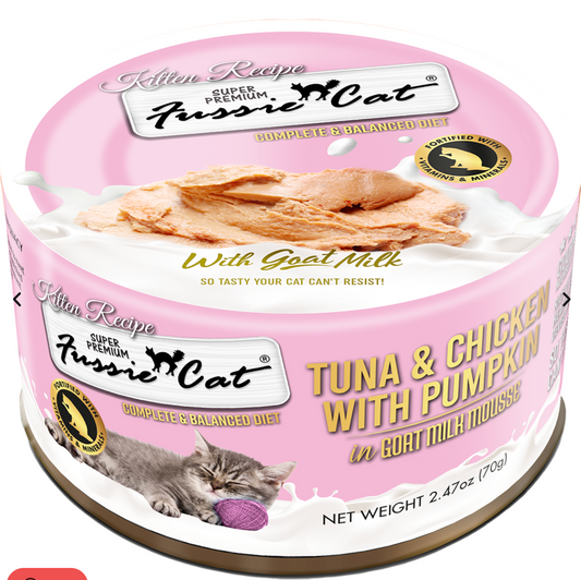 Fussie Cat Tuna & Chicken with Pumpkin In Goat Milk Mousse Kitten Recipe