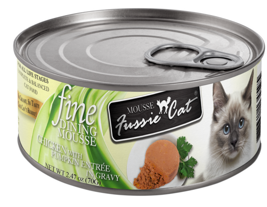 Fussie Cat Fine Dining Mousse Chicken with Pumpkin Entrée in Gravy Recipe Wet Cat Food
