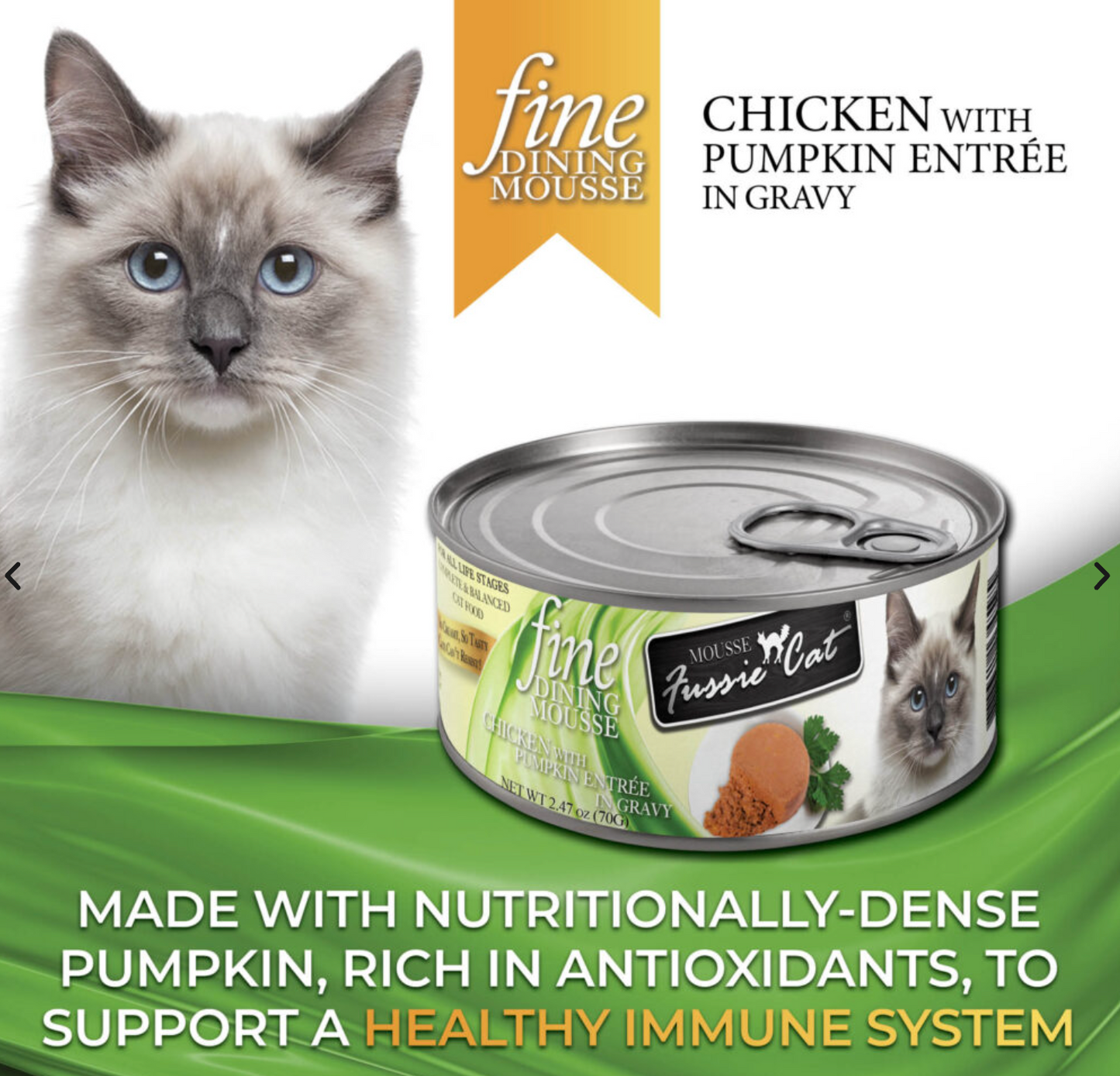Fussie Cat Fine Dining Mousse Chicken with Pumpkin Entrée in Gravy Recipe Wet Cat Food