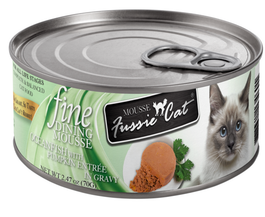 Fussie Cat Fine Dining Mousse Oceanfish with Pumpkin Entrée in Gravy Recipe Wet Cat Food