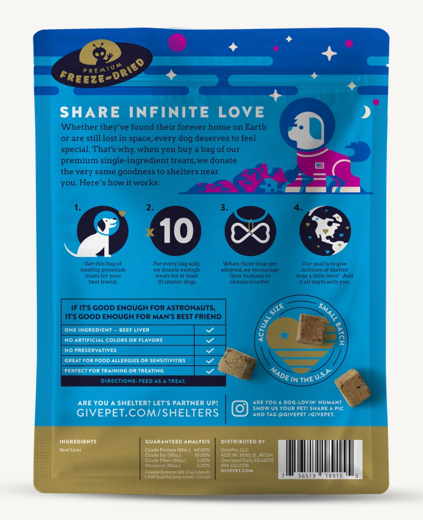 Give Pet - Space Cowboy Freeze-Dried Dog Treats, 3oz Bag