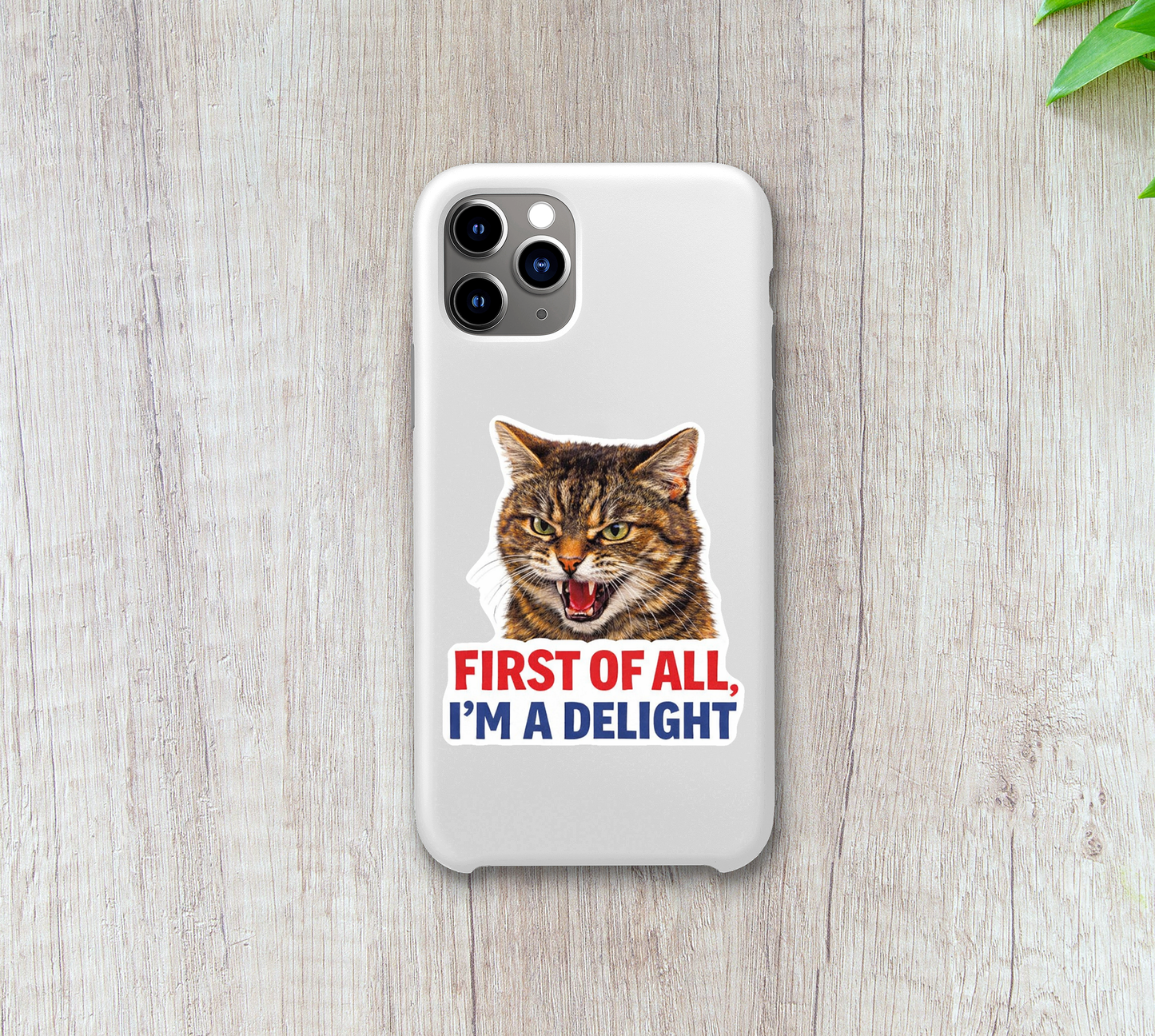 Funny Cat Attitude Sticker First Of All Im A Delight