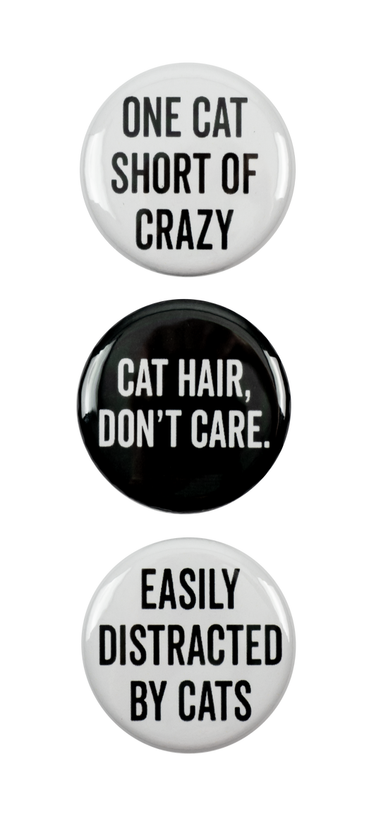 One Cat Short of Crazy Magnets - Set of 3