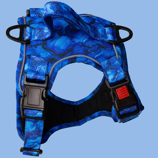 No Pull Dog Harness | Step in | Reflective | Heavy Duty | Easy Reach Handle | Blue Marble