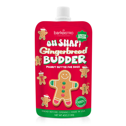 Buddy Budder - Limited Edition Oh Snap! Gingerbread Dog Peanut Butter - 4 oz squeeze pouch