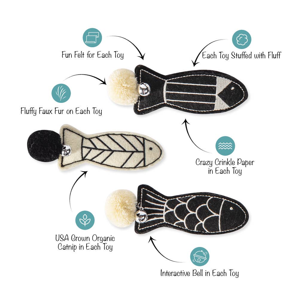 Off the Scales Fish Cat Toy set of 3
