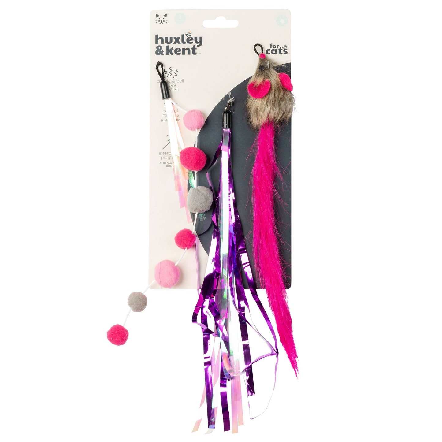 Pink Mouse Tails Teasers 3pk Cat Wand Refill