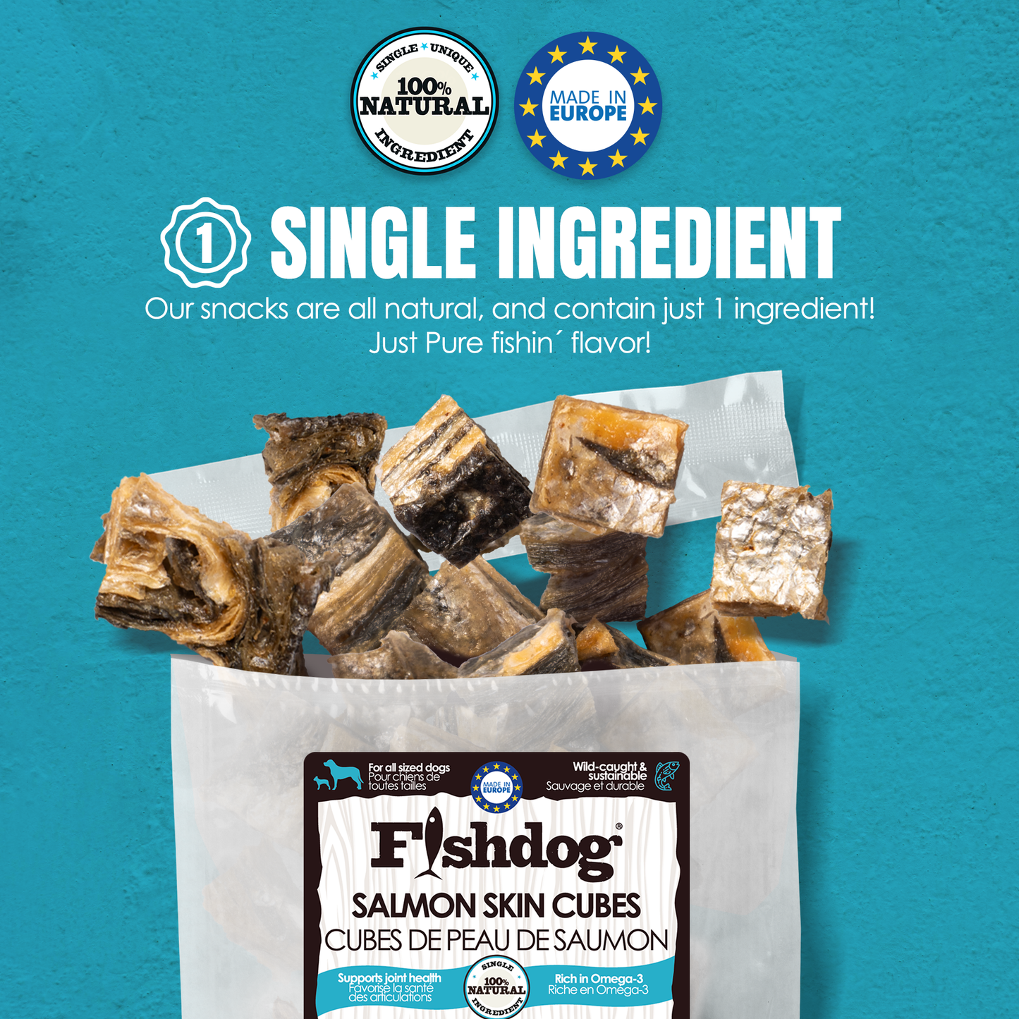 Fishdog Salmon Skin Cube - 2.5 oz (70g)