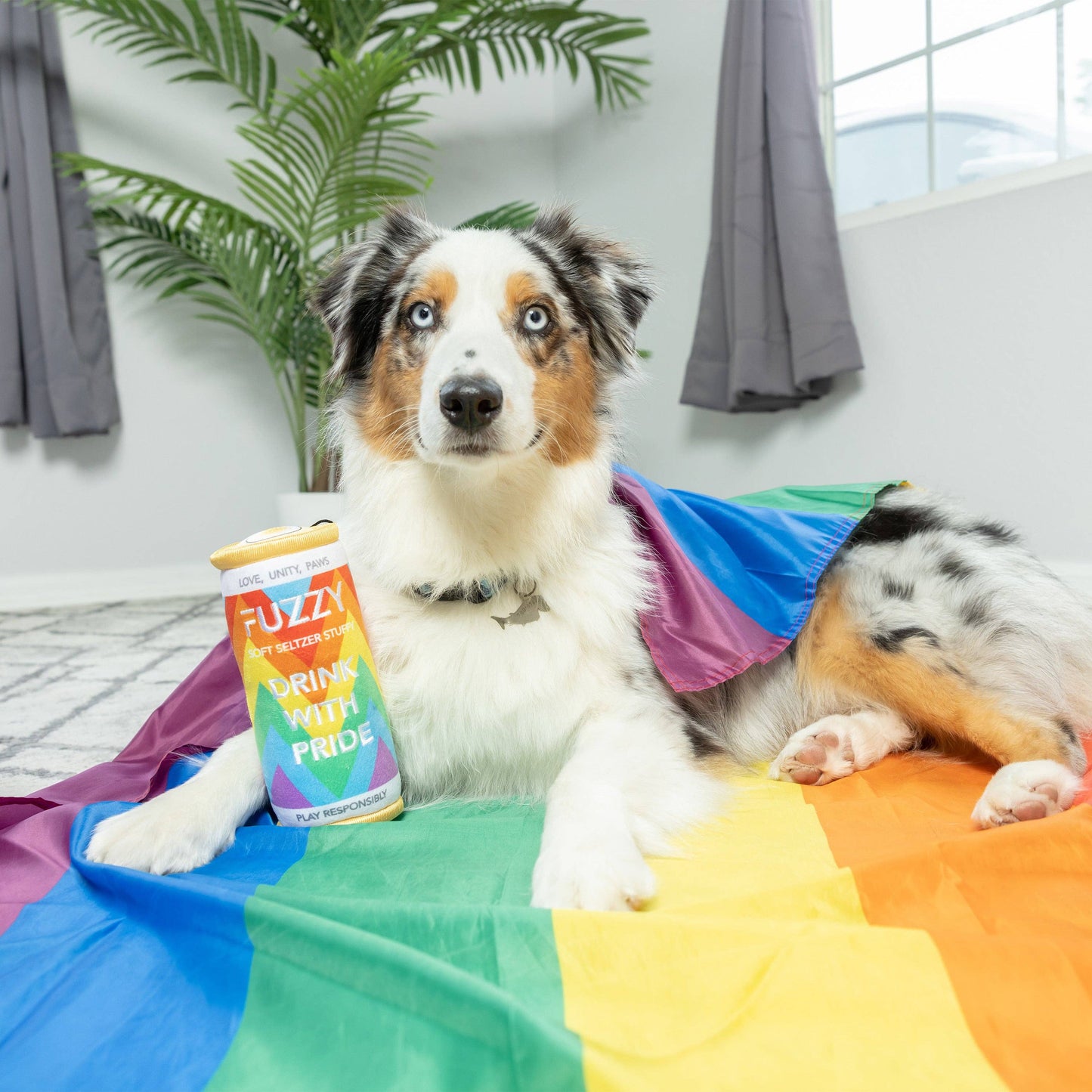 Fuzzy Soft Seltzer Dog Toy